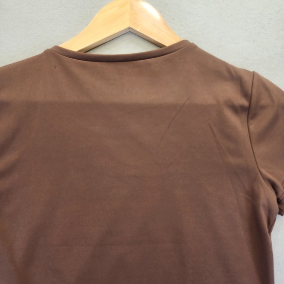 Love Charm Brown Short Sleeve Crewneck Tee Shirt Womens Large NWT 9053JN Stretch - Picture 6 of 9